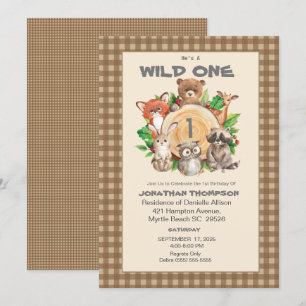 Woodland Wild One Birthday Party Invitation