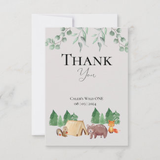 Woodland Wild ONE  Thank You Card