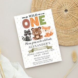 Woodland Wild Un Anniversaire Fête Invitation