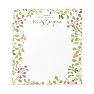 Woodland Wildflower Personalized Social Stationery Notepad