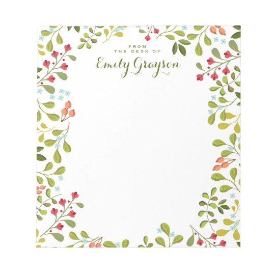 Woodland Wildflower Personalized Social Stationery Notepad