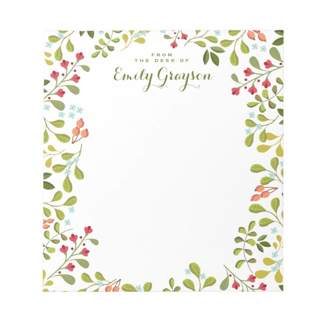 Woodland Wildflower Personalized Social Stationery Notepad (Front)