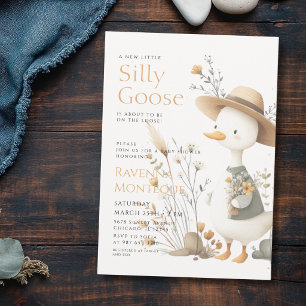 Woodland Wildflower Silly Goose Flower Baby Shower Invitation