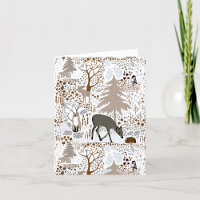 Woodland Wildlife Deer Fox Moose Greeting Or Blank