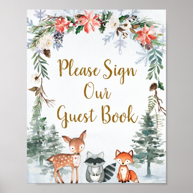 Woodland Winter Animal Please Sign our Guest (Front)