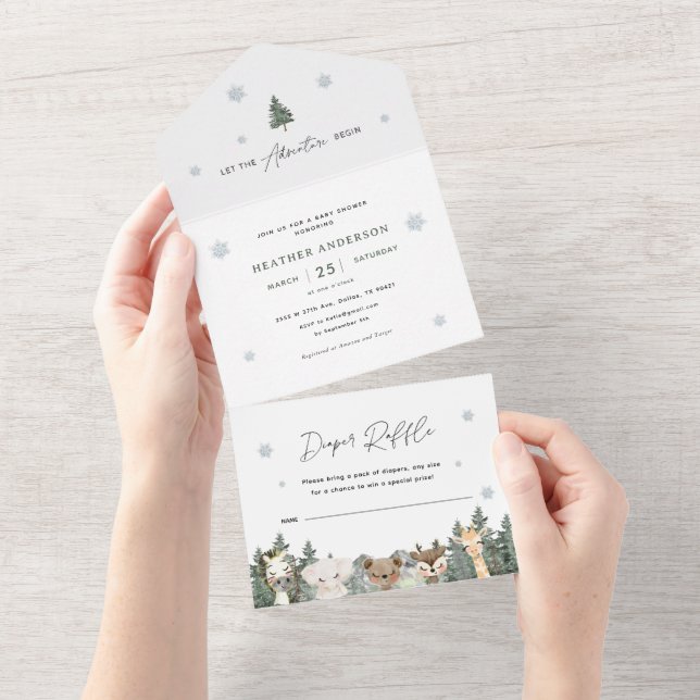 Woodland Winter Baby Shower All In One Invitation (Tearaway)