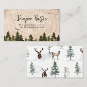 Woodland Winter Baby Shower Diaper Raffle Enclosure Card