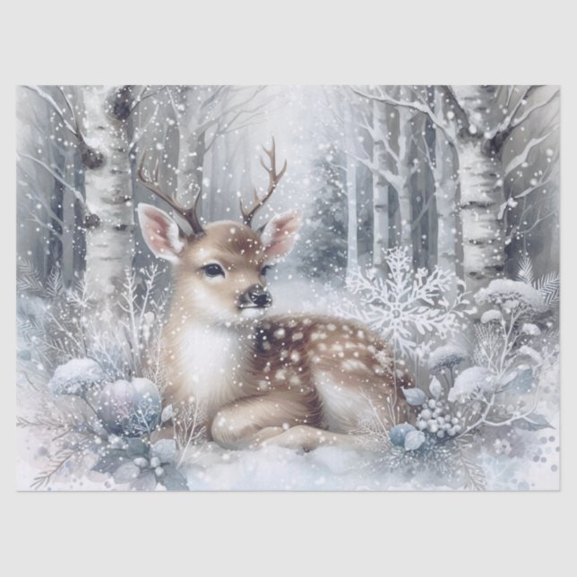 Woodland Winter Fawn Deer Tissue Paper (Front)