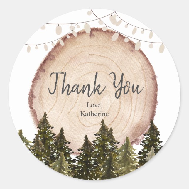 Woodland Winter Forest Baby Shower Classic Round Sticker (Front)