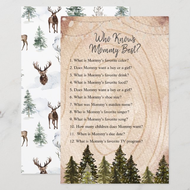 Woodland Winter Forest Who Knows Mommy Best (Front/Back)