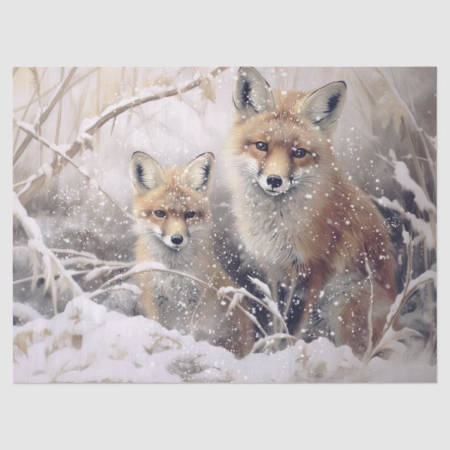 Woodland Winter Fox Tissue Paper (Front)