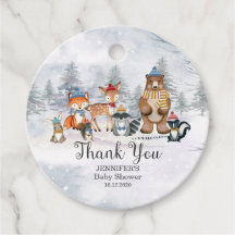 Woodland Winter Show Forest Animaux étiquettes cad