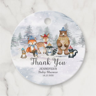 Woodland Winter Shower Forest Animals Gift tags