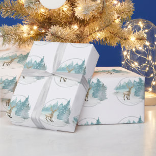 Woodland Winter Watercolor Deer Christmas Wrapping Paper
