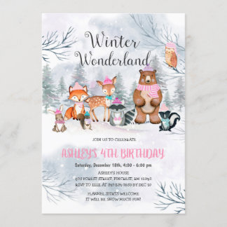 Woodland Winter Wonderland Anniversaire Invitation
