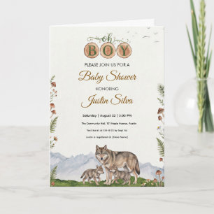 Woodland Wolf Baby Shower Card