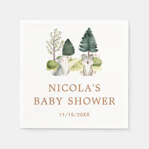 Woodland Wolf Baby Shower Napkin