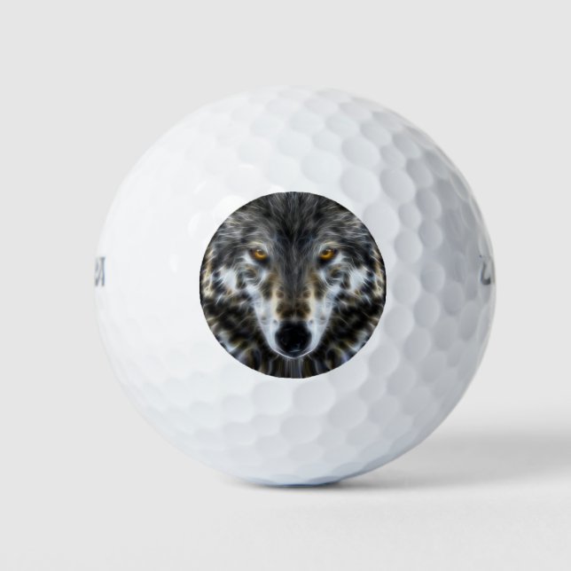 Woodland Wolf Inspirational Portrait Golf Balls (Front)