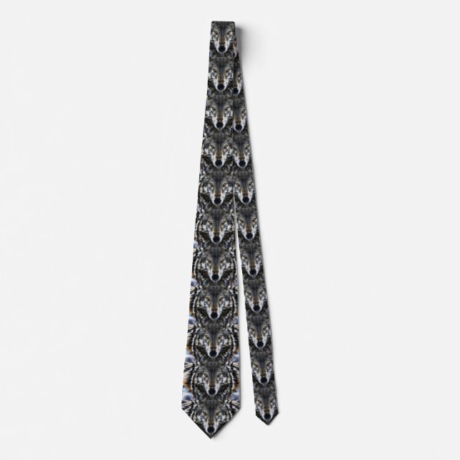 Woodland Wolf Inspirational Portrait Tie (Front)