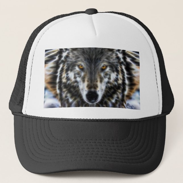 Woodland Wolf Inspirational Portrait Trucker Hat (Front)