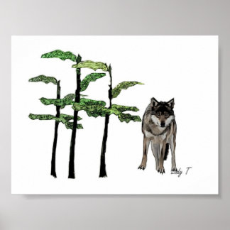 woodland wolf poster