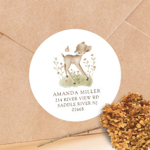Woodland Wonder Deer Baby Shower Address Label