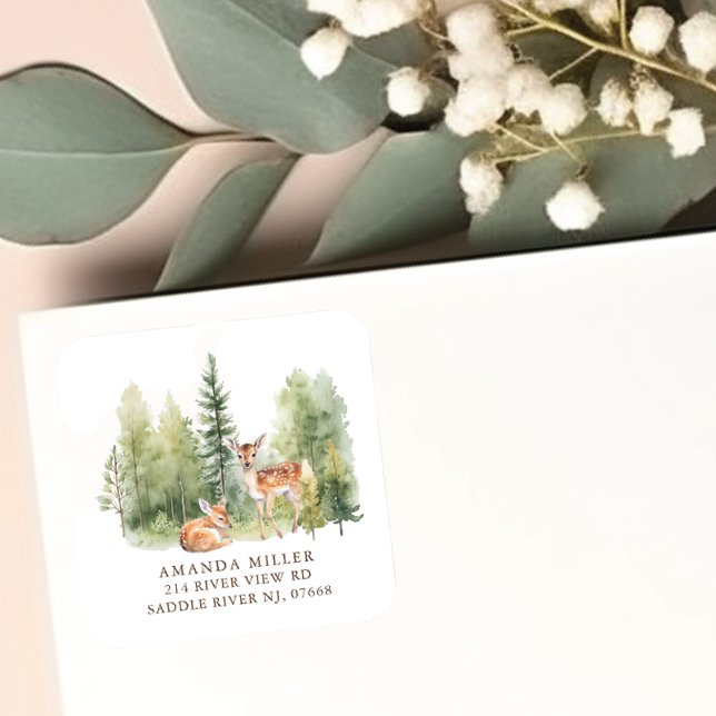 Woodland Wonder Deer Baby shower Étiquette de adre (Créateur téléchargé)