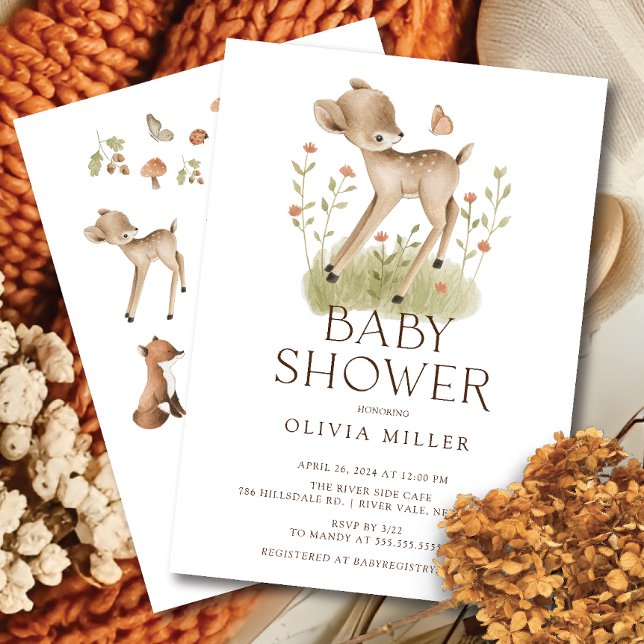 Woodland Wonder Deer Baby Shower Invitation (Creator Uploaded)