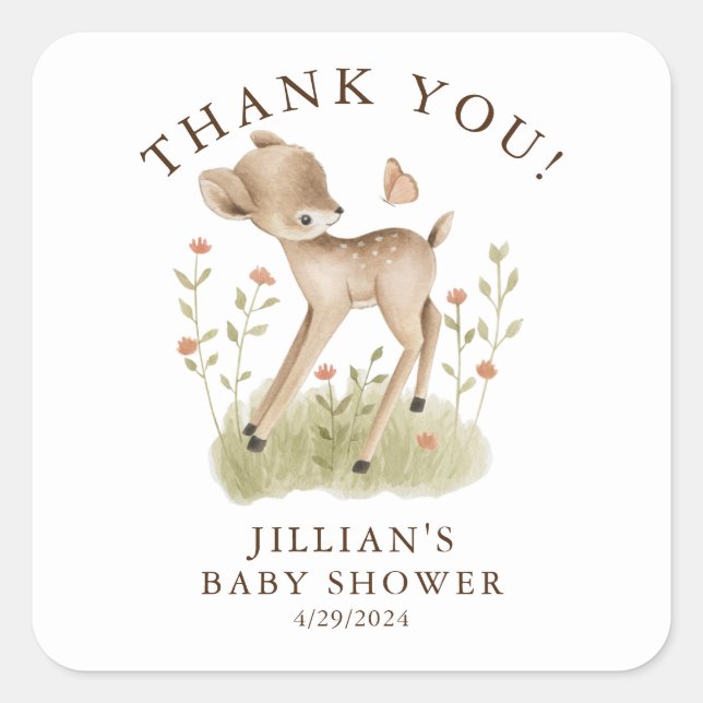 Woodland Wonder Deer Square Sticker (Front)