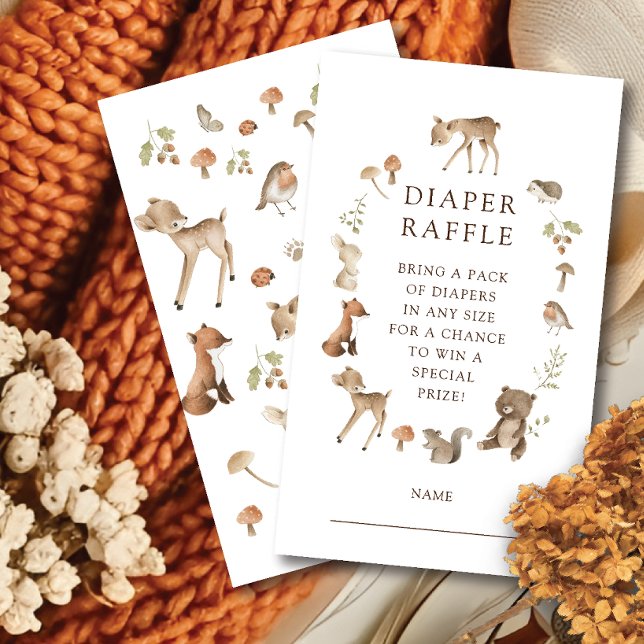Woodland Wonder Diaper Raffle Ticket Enclosure Card (Creator Uploaded)