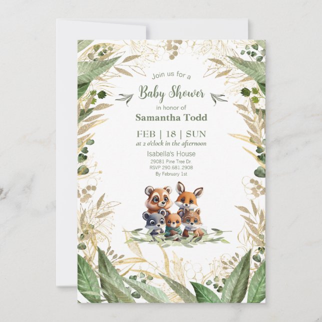 Woodland Wonders: Join Us for a Baby Shower Invitation (Front)