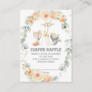 Woodland Yellow Floral Greenery Diaper Raffle  Enclosure Card