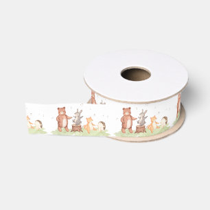 Woodlands Animals Dancing Forest Picnic Grosgrain Ribbon