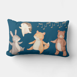 Woodlands Animals Dancing Forest Picnic Lumbar Pillow