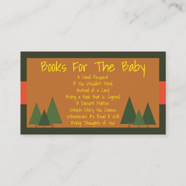 Woodlands Baby Shower Bring A Book Insert (Front)