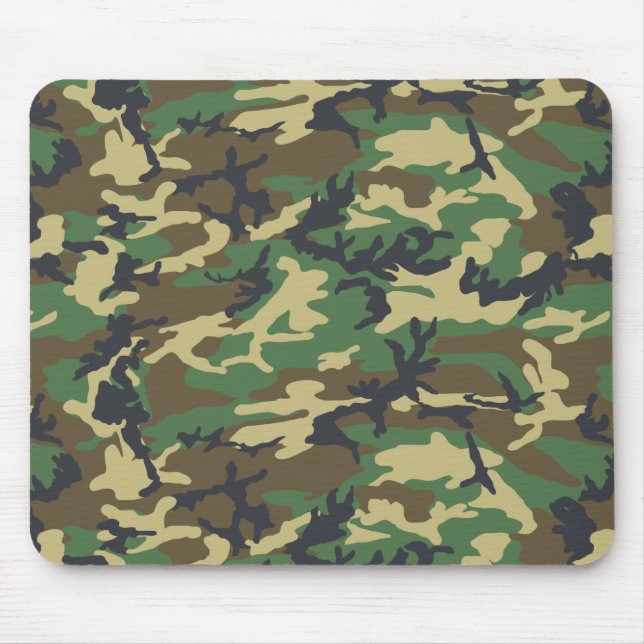 Woodlands Camouflage Outdoorsman Gift Mouse Pad (Front)