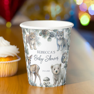 Woodlands cute baby animals baby shower customized paper cups