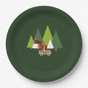 Woodlands forest fox party baby shower plates