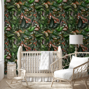 Woodlands Forrest Greenery and Floral Pattern Wallpaper