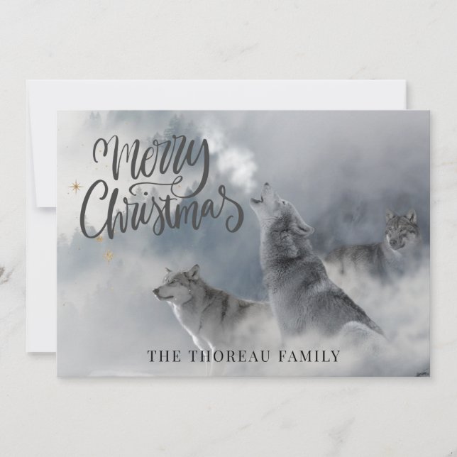 Woodlands Wolves Winter Merry Christmas  Holiday C (Front)