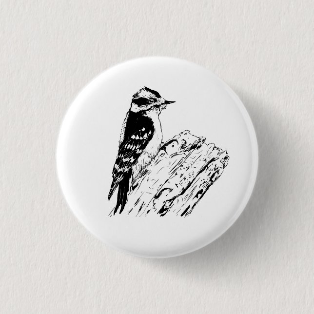 Woodpecker  1 inch round button (Front)