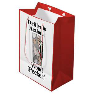 Woodpecker Bird Funny Birthday Medium Gift Bag