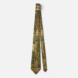 Woodpecker by William Morris, Vintage Textile Art Tie