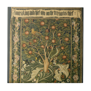 Woodpecker by William Morris, Vintage Textile Art Tile