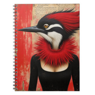 Woodpecker in a black dress fantasy notebook