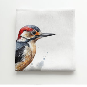 woodpecker sitting on a pole in watercolor napkin