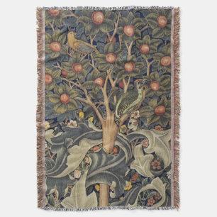Woodpecker Tapestry - William Morris  Throw Blanket