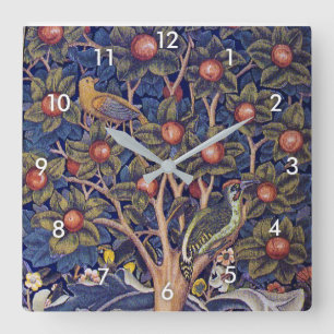 Woodpecker, William Morris Square Wall Clock