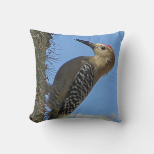Woodpecker with Cactus Photo Desert Southwest Bird Throw Pillow