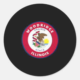 Woodridge Illinois Il Flag Dge Roundlet Souvenir  Classic Round Sticker